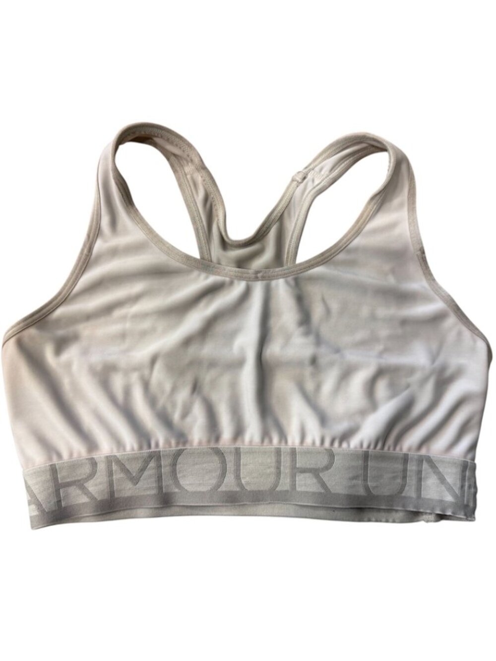 Under Armour White Compression Racerback Sports Bra, Medium B/C Cup (Approx.)